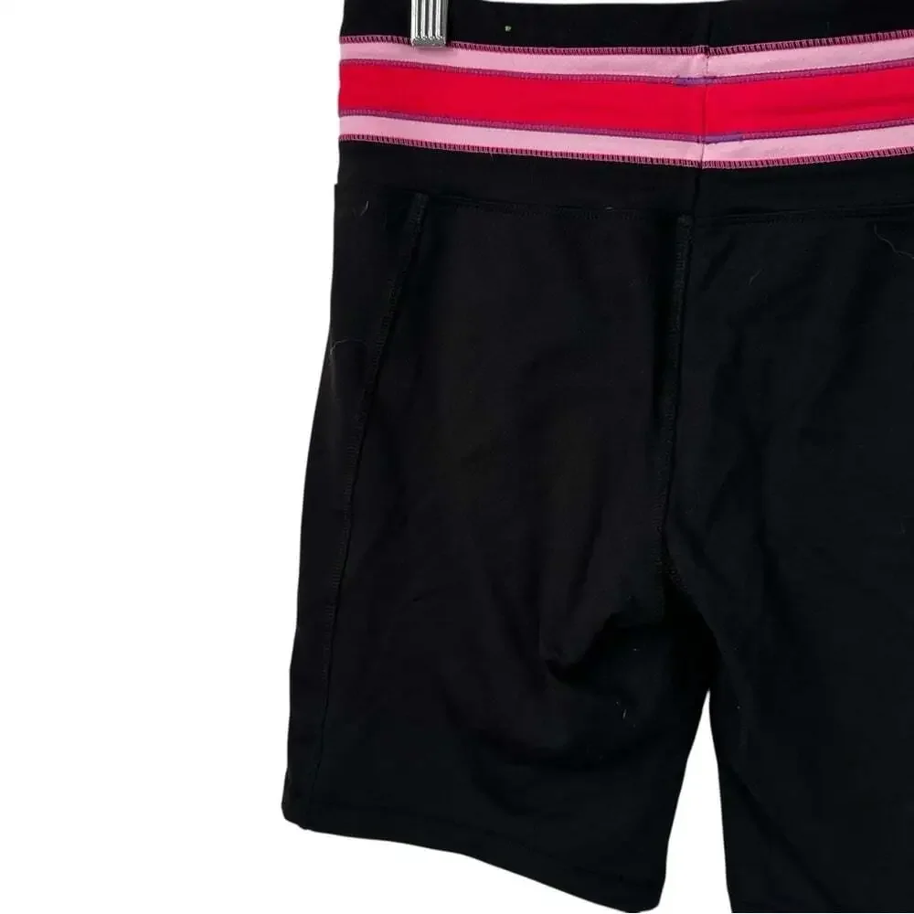 ALO Yoga Sweatpant Shorts Black Pink Stripe Women’s Lounge Core Gym Size Med